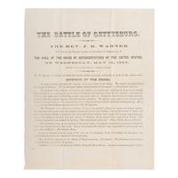 [Civil War - Gettysburg]. -- [Warner, John Riddle (1827-1894)]. Printed broadside. Washington, D.C., May 1864.