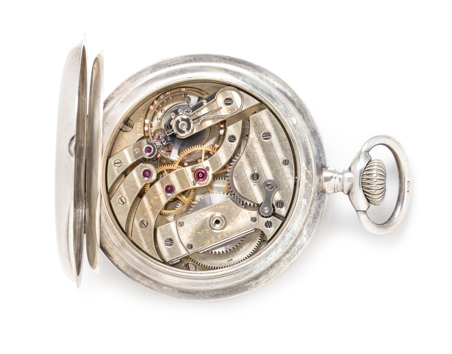A Silver Open Face Chronometer Deck Pocket Watch, Patek Philippe,