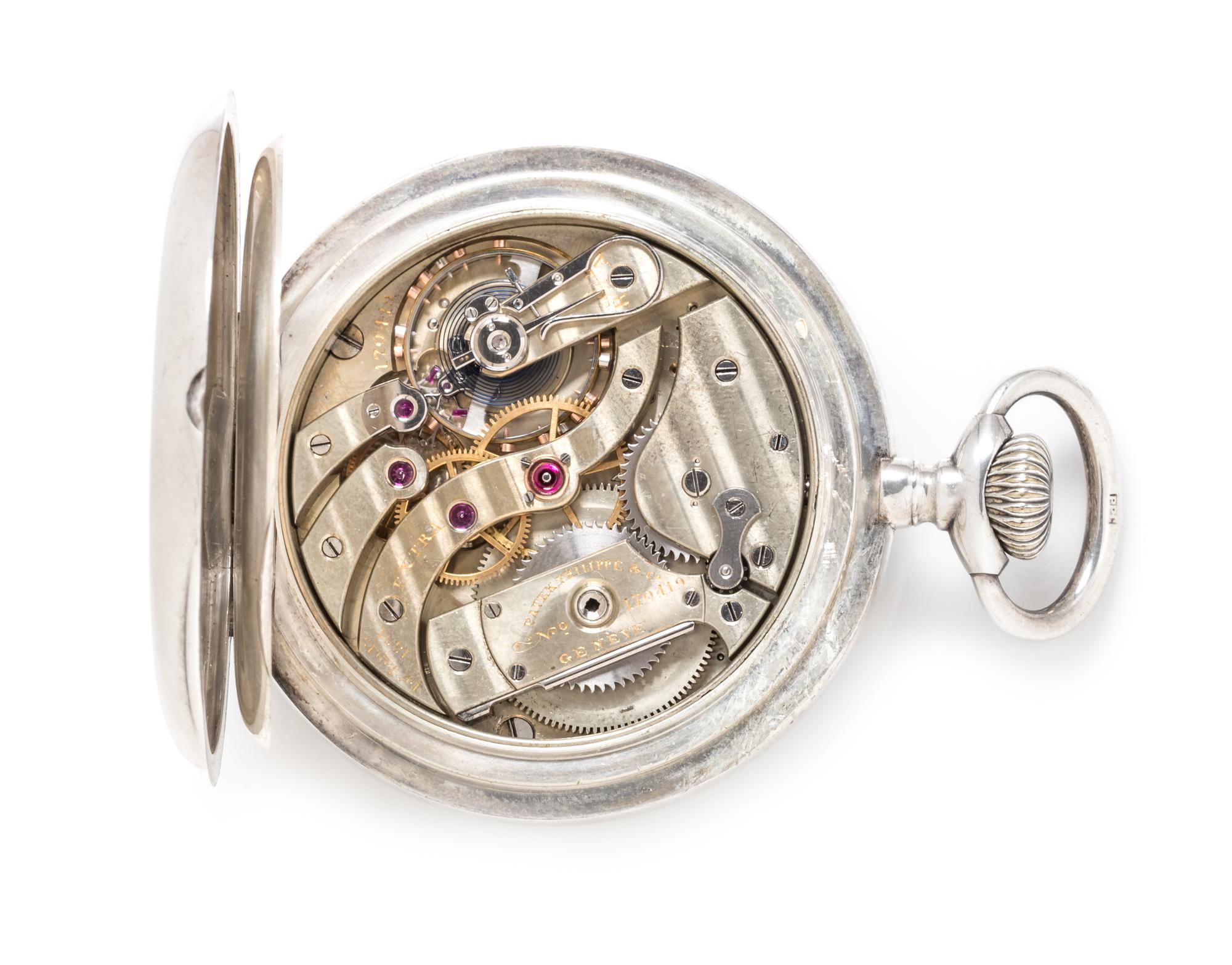 A Silver Open Face Chronometer Deck Pocket Watch, Patek Philippe,
