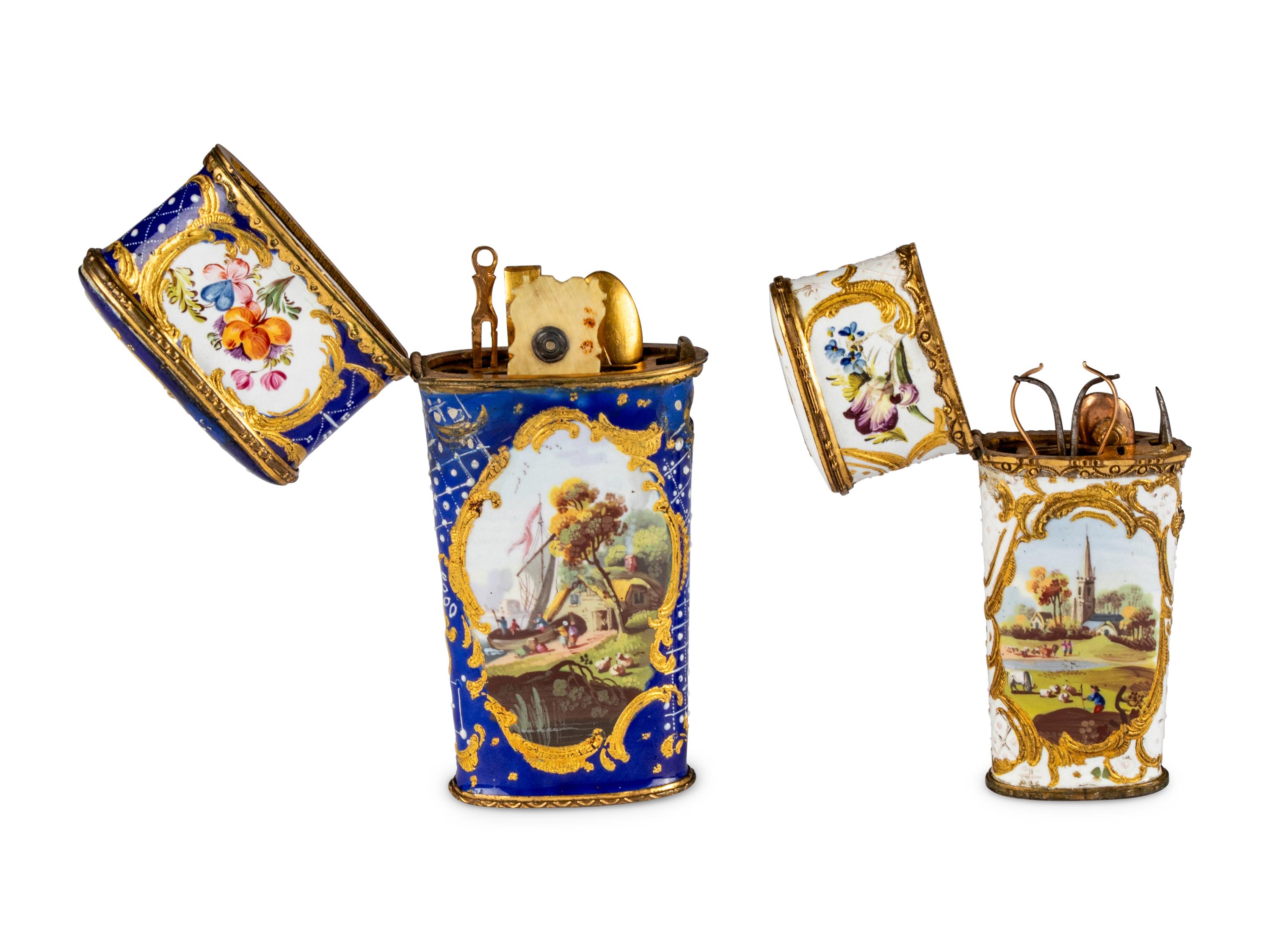 Two South Staffordshire Enamel Étuis