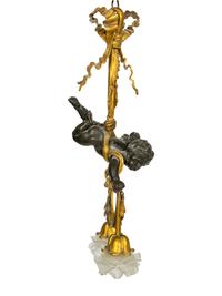 A French Gilt and Patinated Bronze Two-Light Chandelier