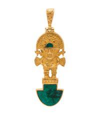 HIGH KARAT GOLD AND MALACHITE TUMI PENDANT