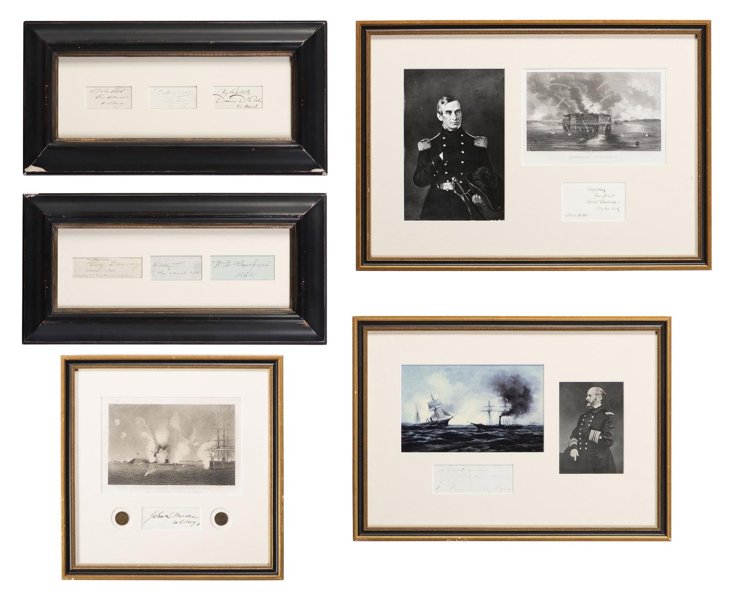[CIVIL WAR - SPANISH AMERICAN WAR]. 9 autographs of Naval officers and generals, incl. ANDERSON.