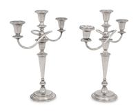 A Pair of American Silver Three-Light Candelabra