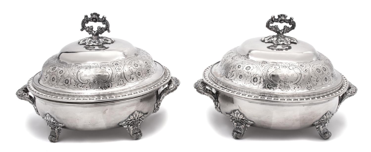 Pair of Sheffield Plate Covered Entree Dishes