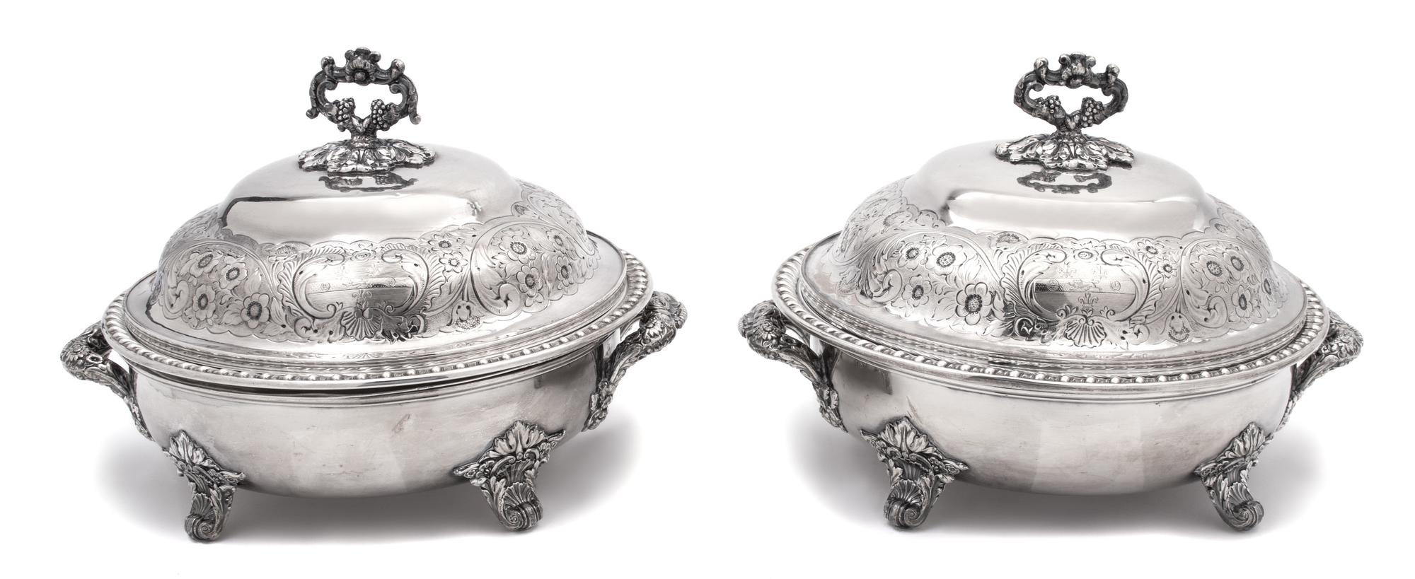Pair of Sheffield Plate Covered Entree Dishes
