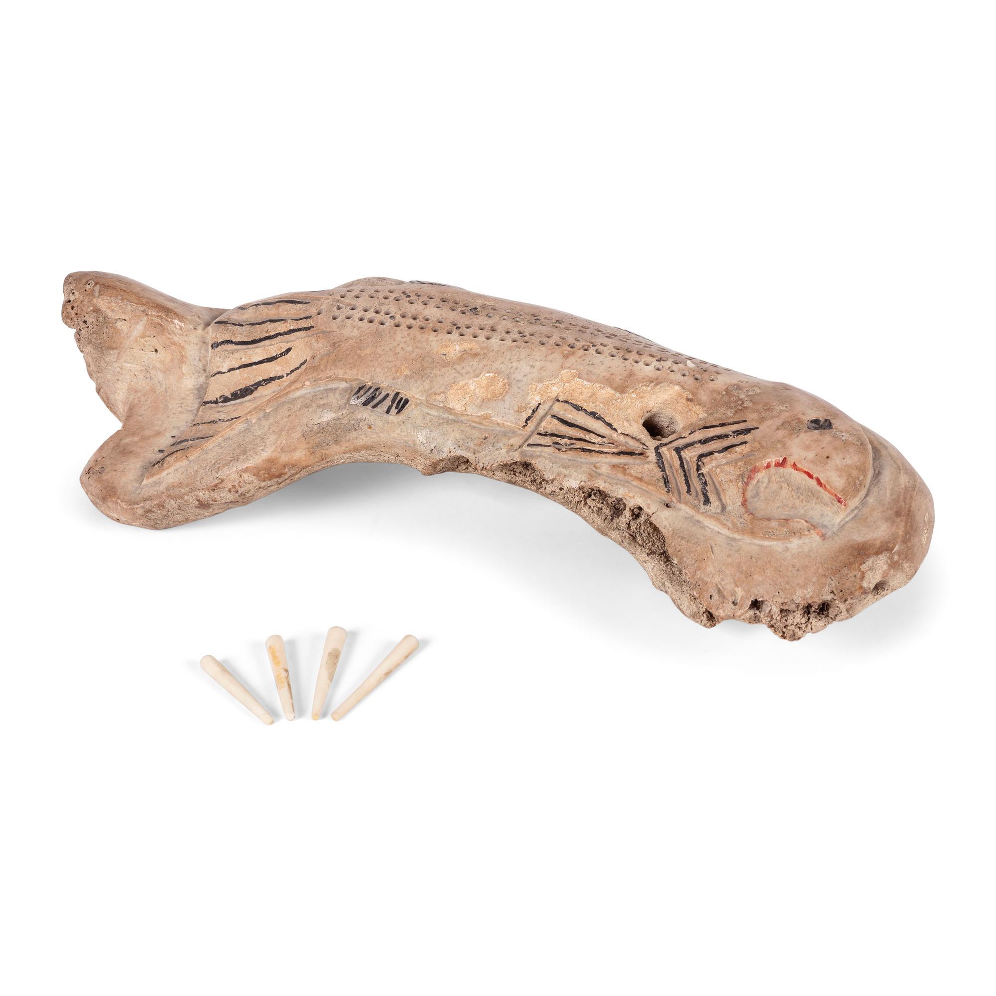 Painted and Carved Bone Cribbage Board