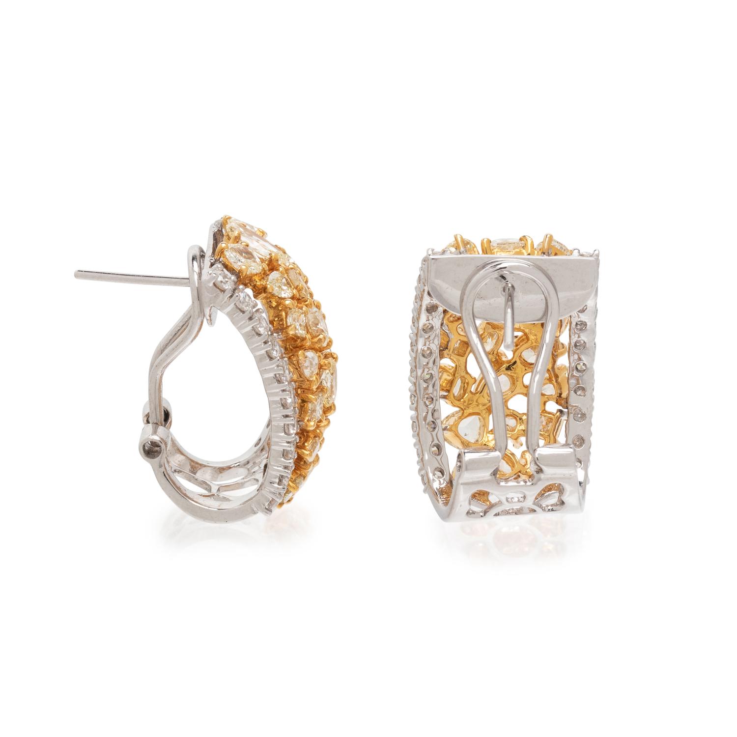 DIAMOND AND YELLOW DIAMOND EARRINGS