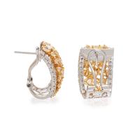 DIAMOND AND YELLOW DIAMOND EARRINGS