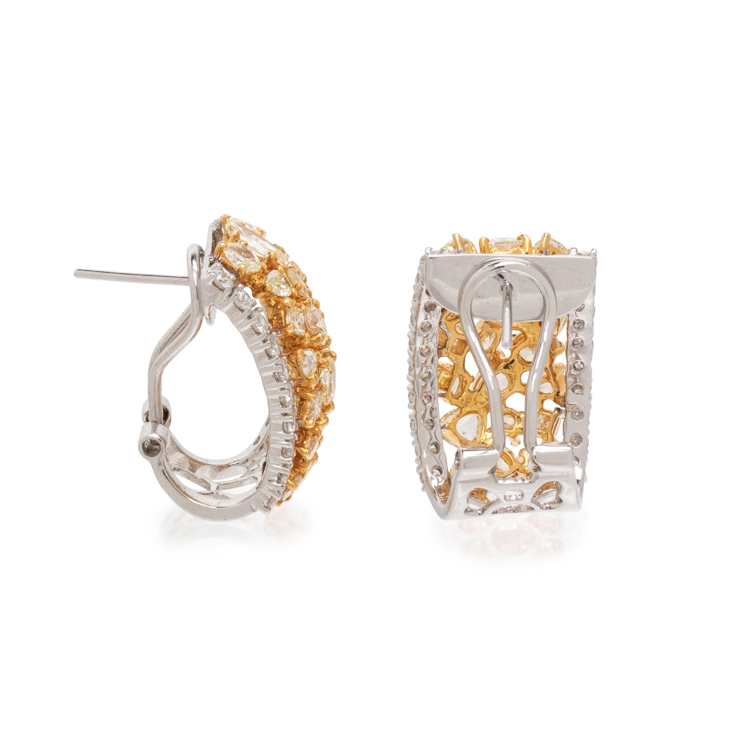 DIAMOND AND YELLOW DIAMOND EARRINGS