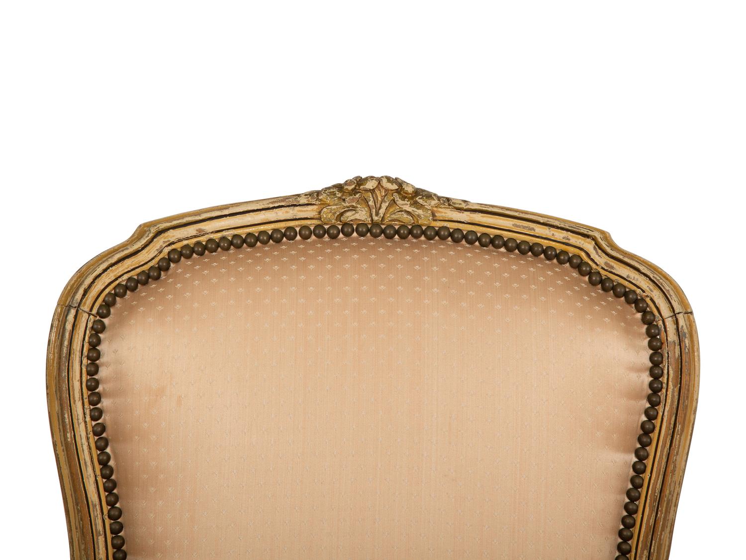 A Pair of Louis XV Style Carved and Painted Bergères — 19th/20th Century