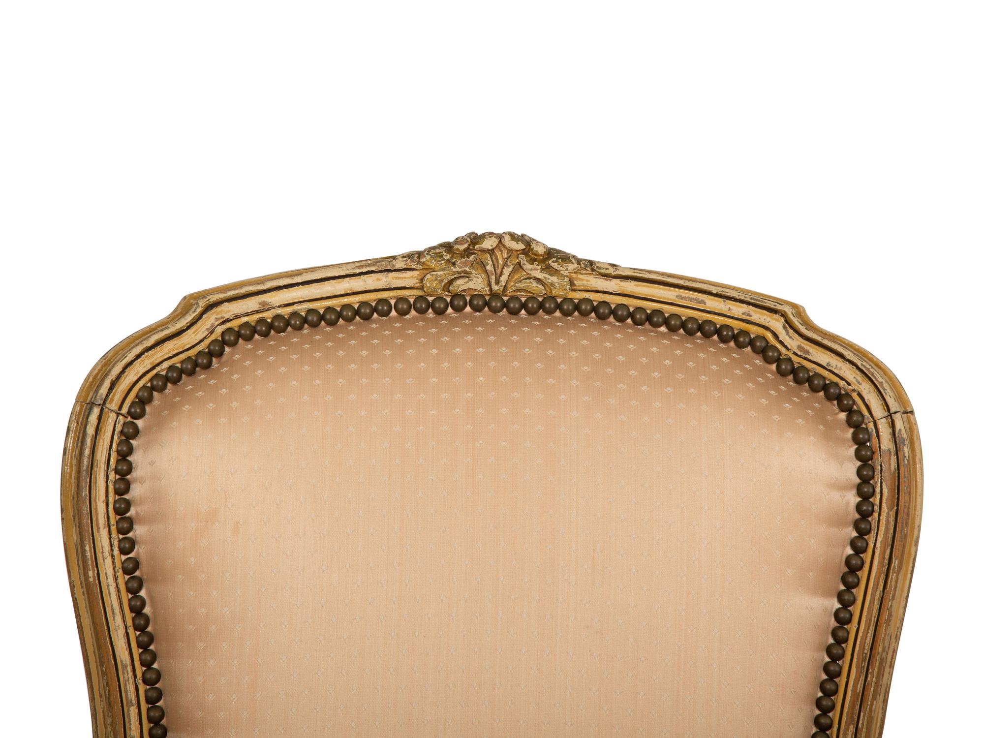 A Pair of Louis XV Style Carved and Painted Bergères — 19th/20th Century