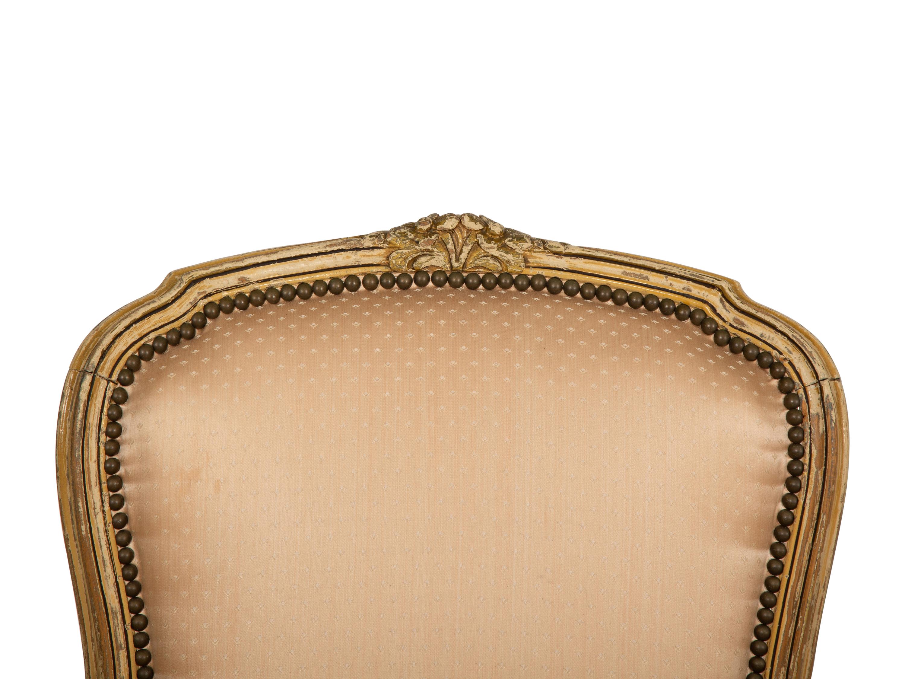 A Pair of Louis XV Style Carved and Painted Bergères — 19th/20th Century