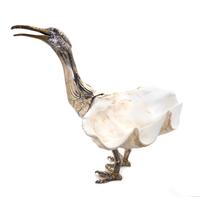 An Italian Silver Mounted Clam Shell Sculpture, Florence, 20th Century, formed as a cormorant with a silver-gilt beak, silver neck and