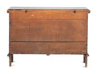 A Rare Pilgrim Century Black Painted Pine One-Drawer 'M' Chest