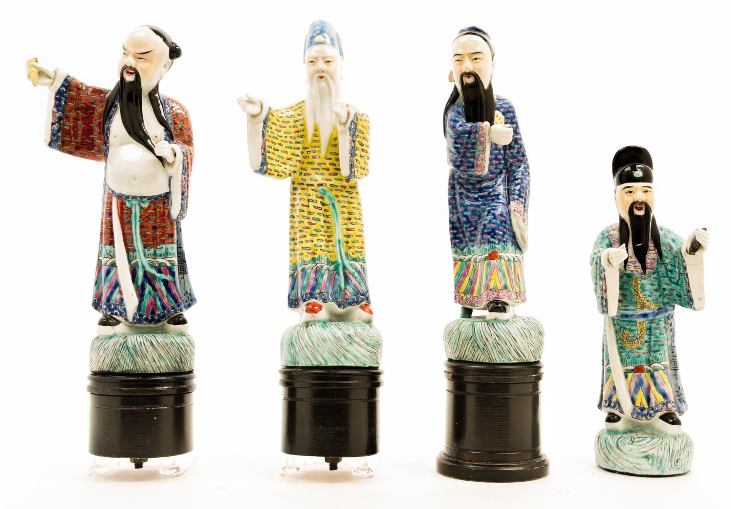 Four Chinese Famille Rose Porcelain Figures Height of tallest 10 inches. — MARKED CHINA
