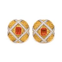NICHOLAS VARNEY, FIRE OPAL AND DIAMOND EARCLIPS