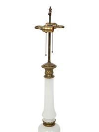 A Pair of French White Opaline and Bronze Mounted Table Lamps — EARLY 20TH CENTURY