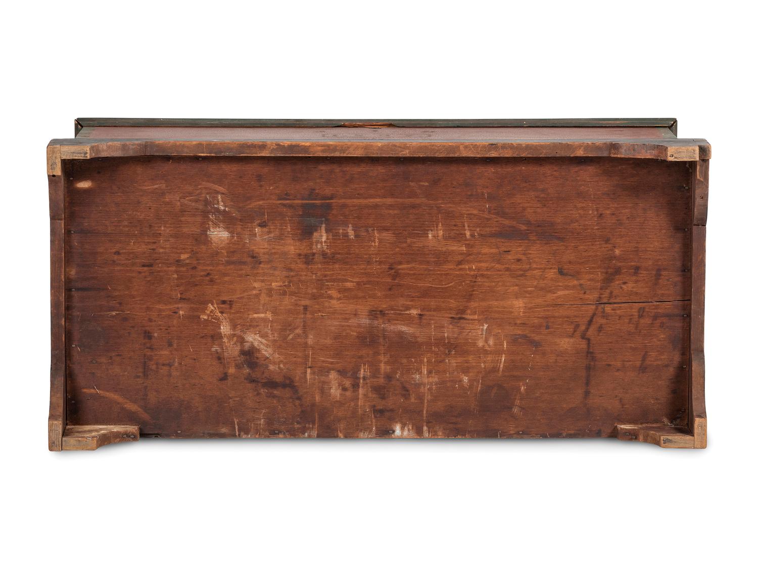 An Ohio Mennonite Red and Green Painted Stencil-Decorated Poplar Blanket Chest