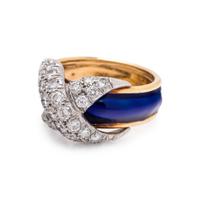 SCHLUMBERGER, TIFFANY & CO., ENAMEL AND DIAMOND 'PAVÉ X' RING