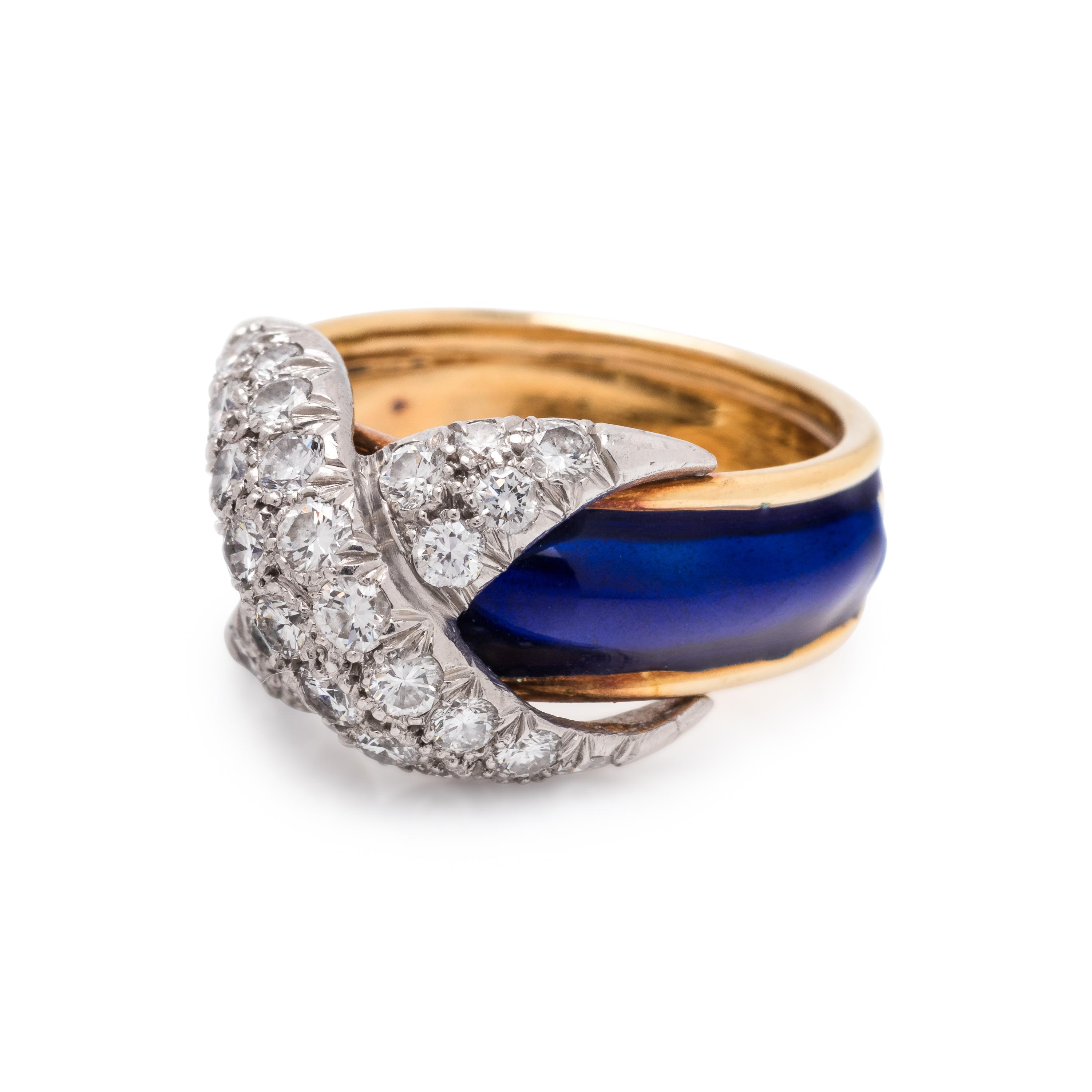 SCHLUMBERGER, TIFFANY & CO., ENAMEL AND DIAMOND 'PAVÉ X' RING