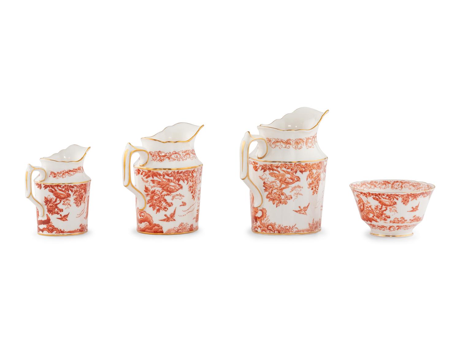 A Group of Royal Crown Derby Red Aves Porcelain Table Articles