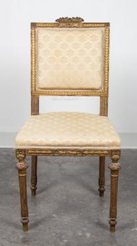 A Louis XVI Style Giltwood Side Chair Height 33 1/4 inches. — 19TH/20TH CENTURY