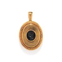 A Neoclassical Black Onyx Intaglio with a Female Portrait Head on a Gold Mourning Locket Pendant