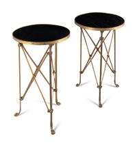 A Pair of French Gilt Bronze Marble-Top Guéridons