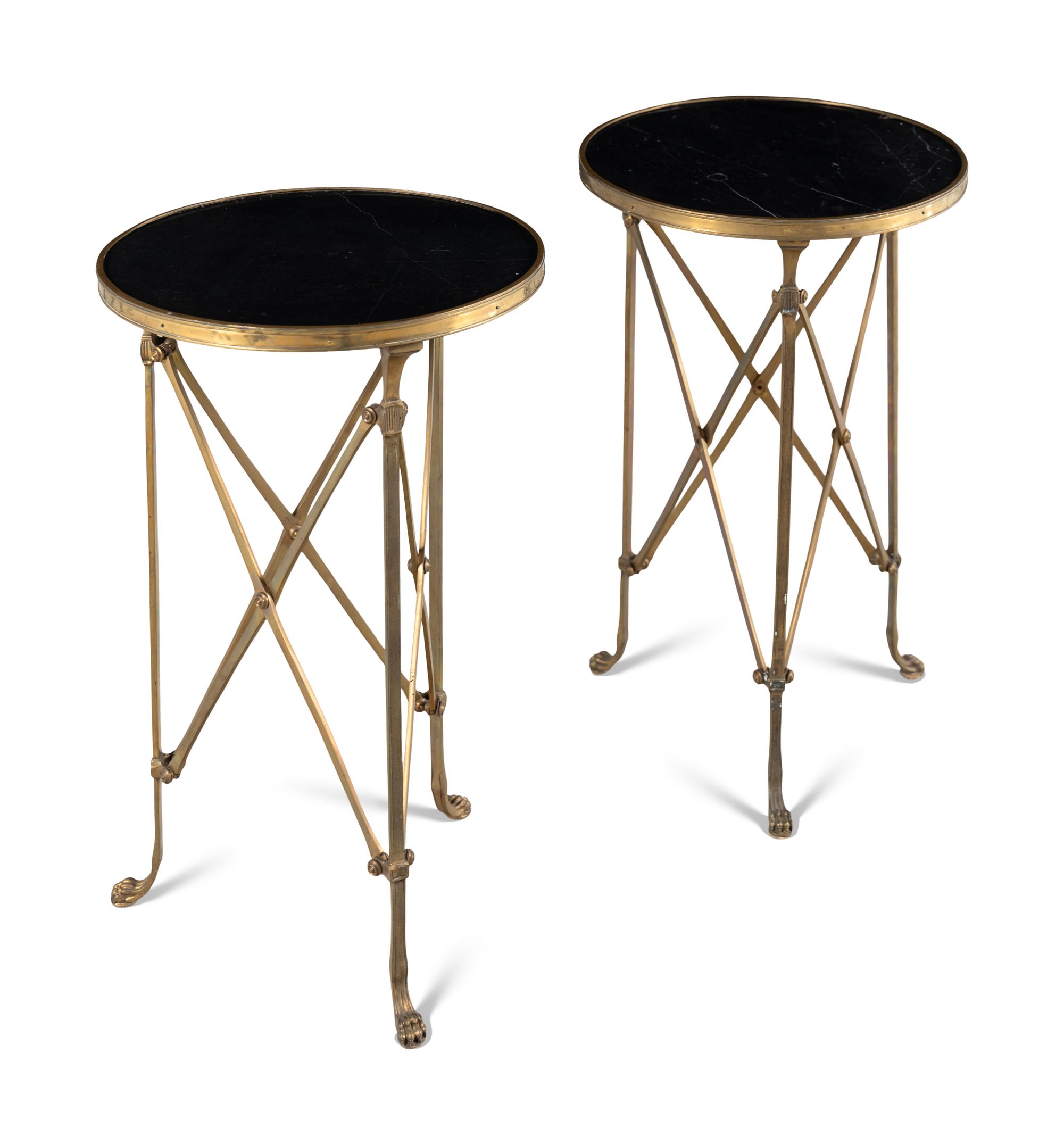 A Pair of French Gilt Bronze Marble-Top Guéridons