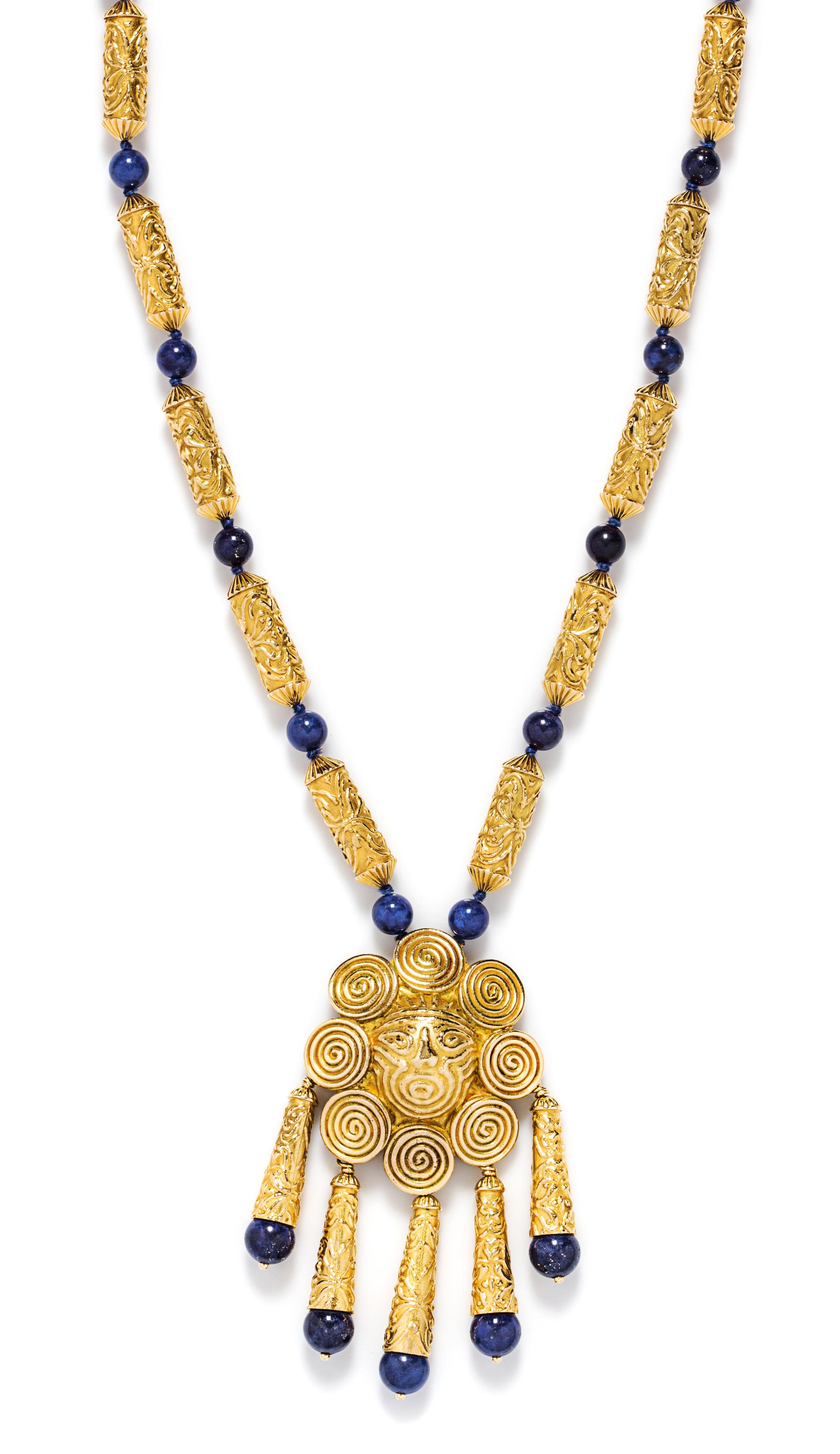 An 18 Karat Yellow Gold and Lapis Lazuli Necklace, Van Cleef and Arpels, 127.80 dwts.