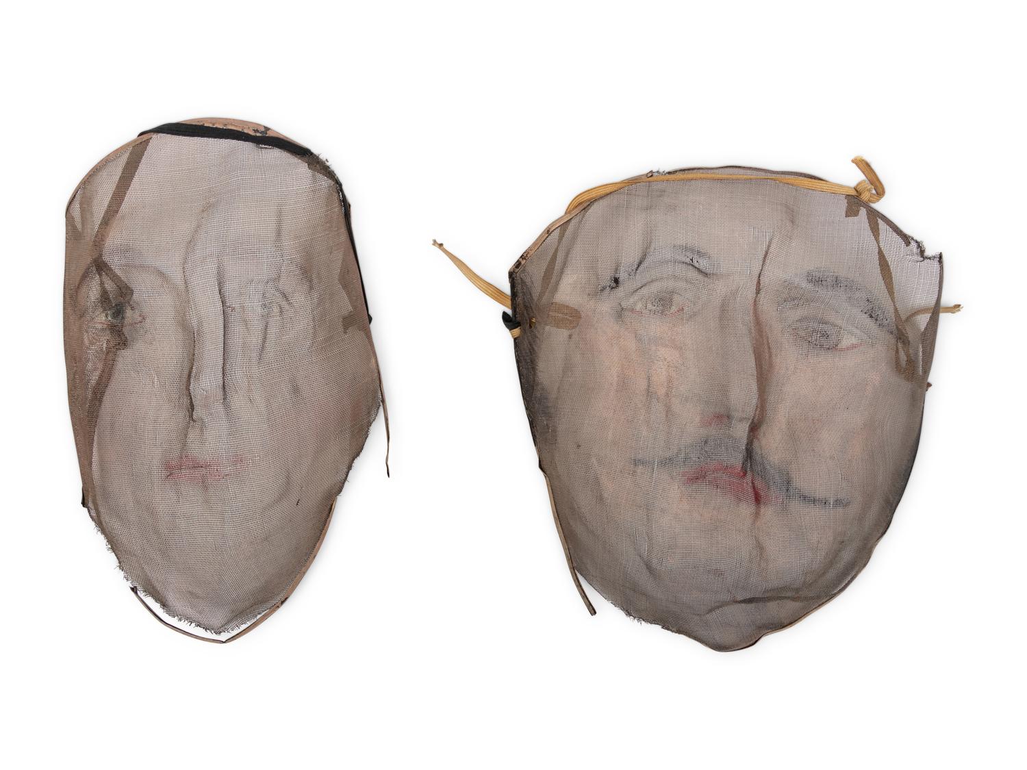 Two Painted Mesh Indian Theatre Masks