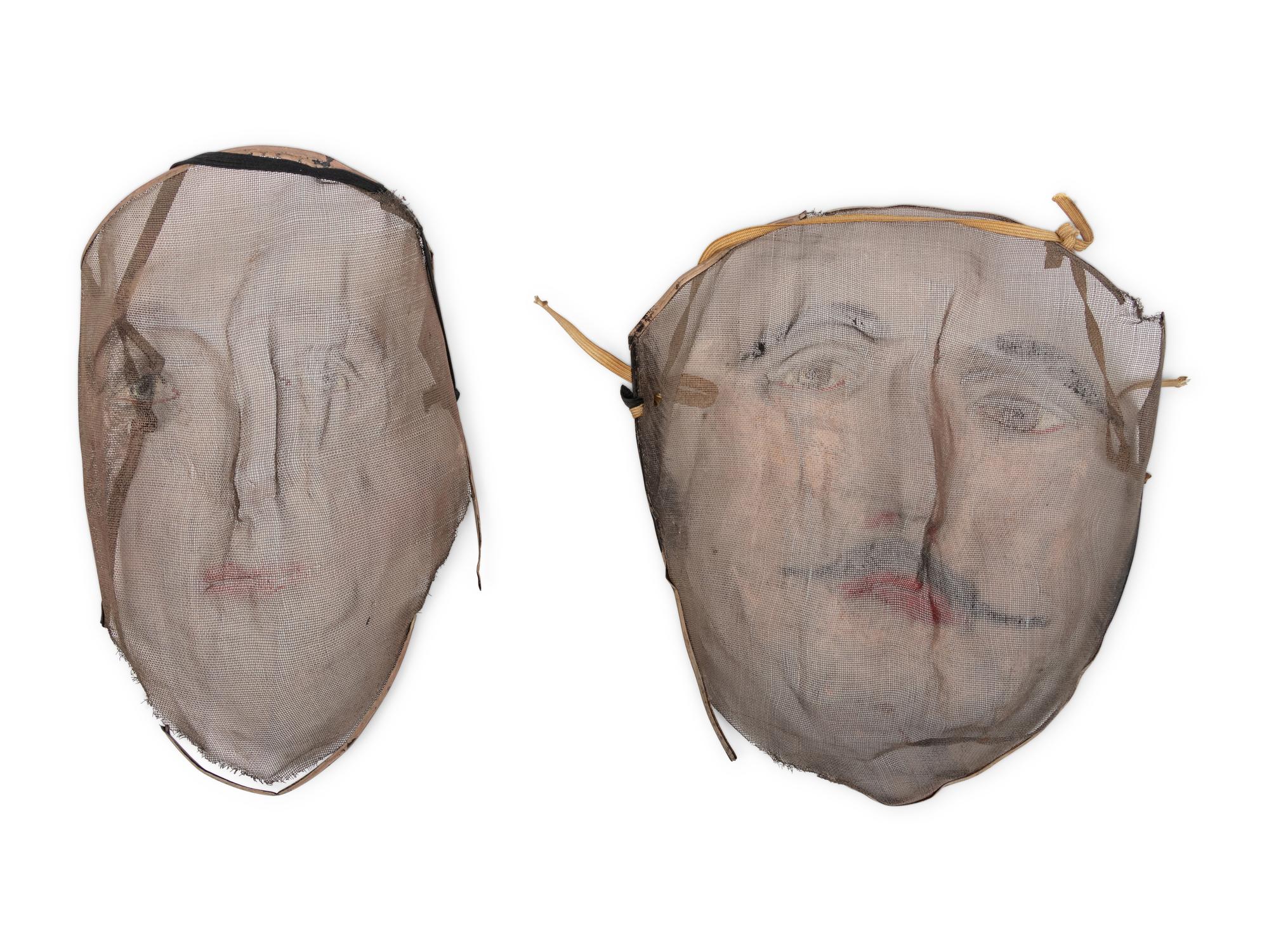 Two Painted Mesh Indian Theatre Masks