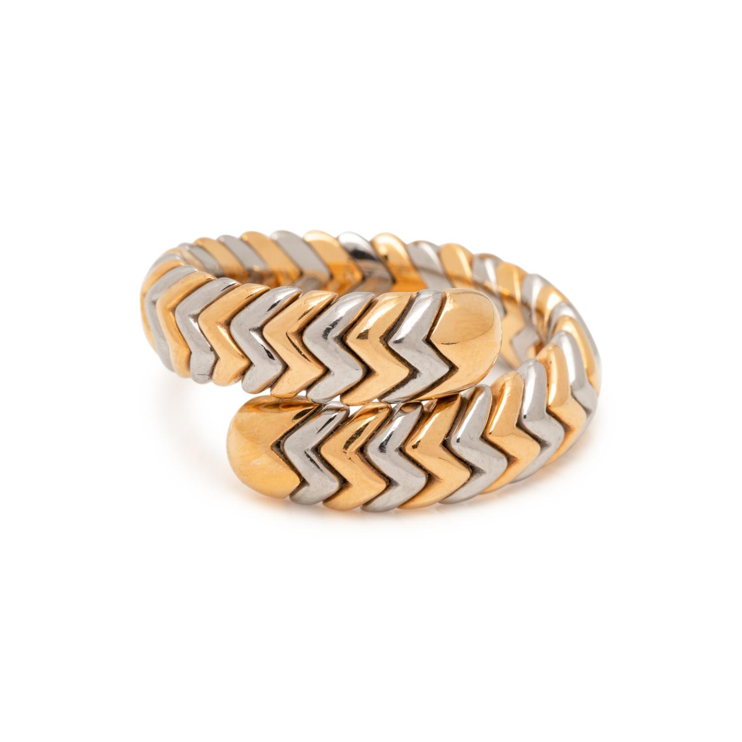 BVLGARI, YELLOW GOLD AND STEEL 'SPIGA' RING
