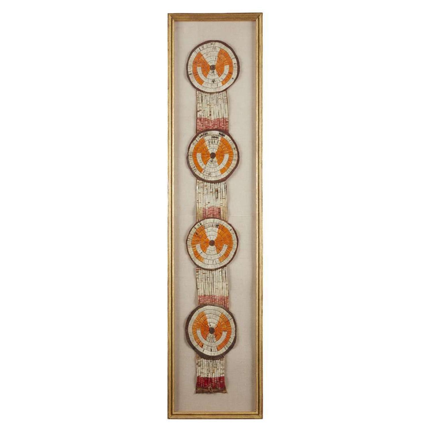 Native American quillwork and leather blanket strip Plains, possibly Sioux, late 19th century