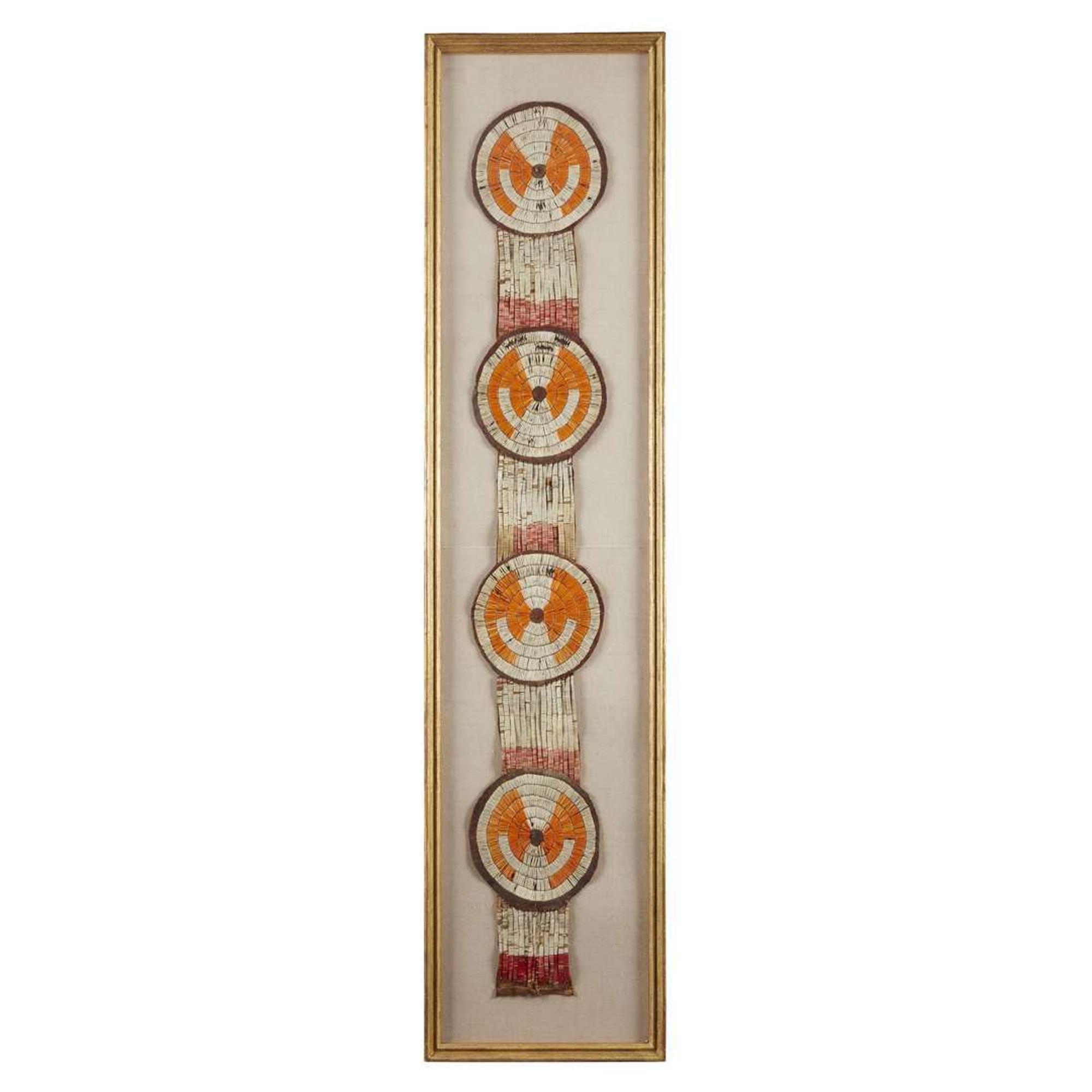 Native American quillwork and leather blanket strip Plains, possibly Sioux, late 19th century