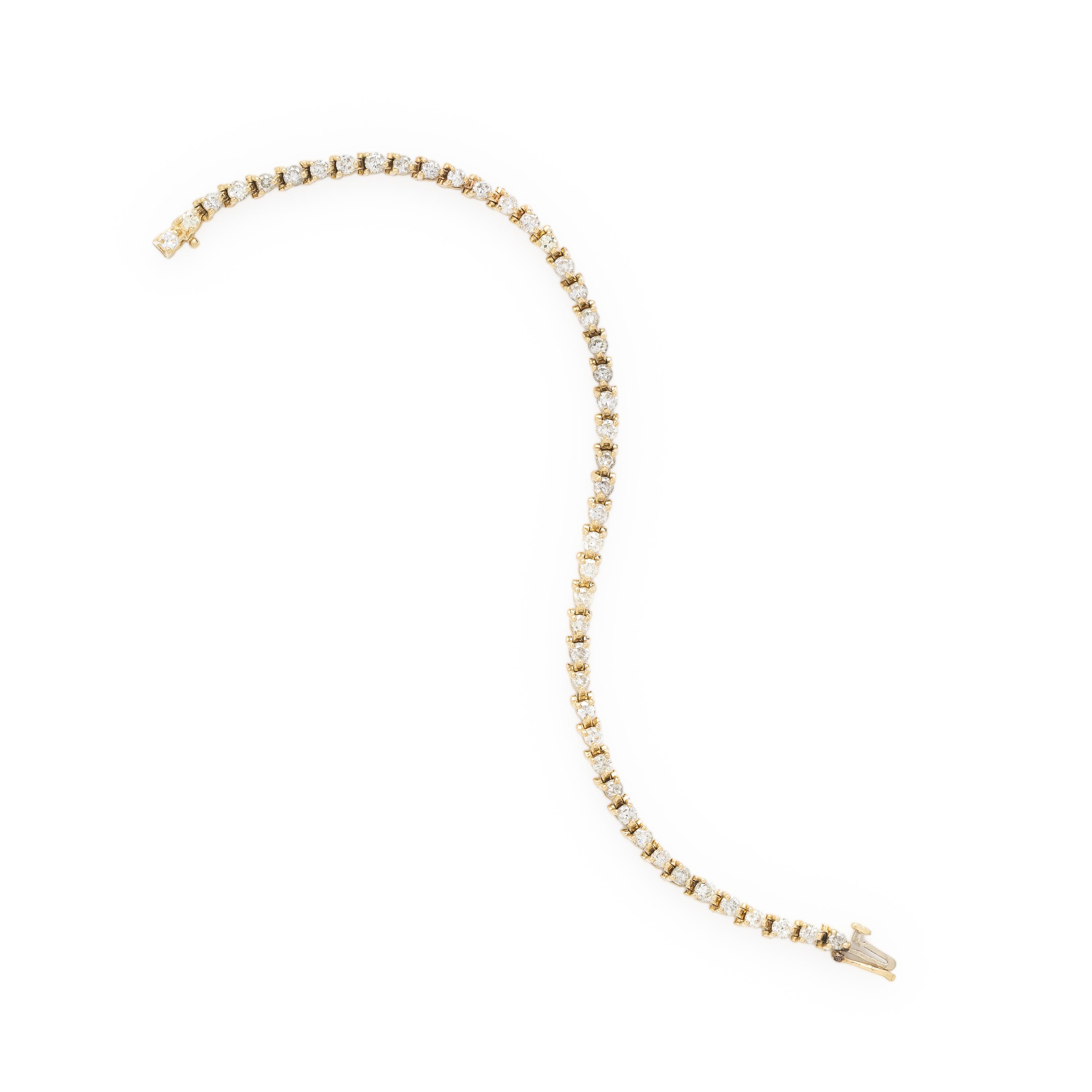 Diamond and Yellow Gold Line Bracelet
