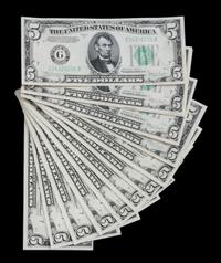 A Group of Fifteen United States $5 Federal Reserve Notes