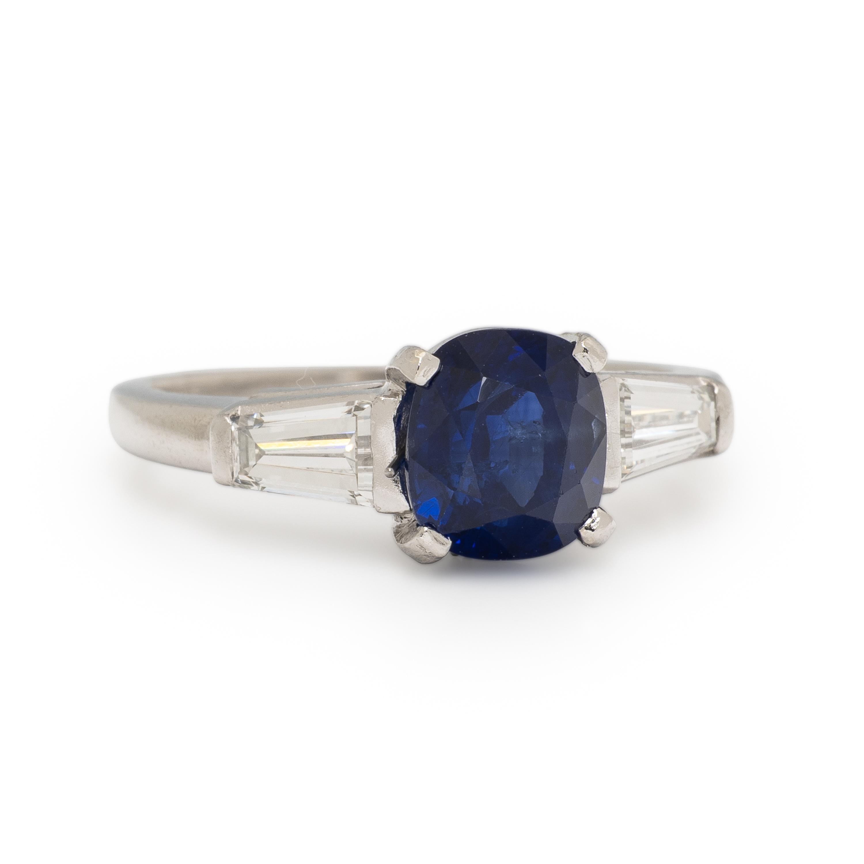 Sapphire, Diamond, and Platinum Ring