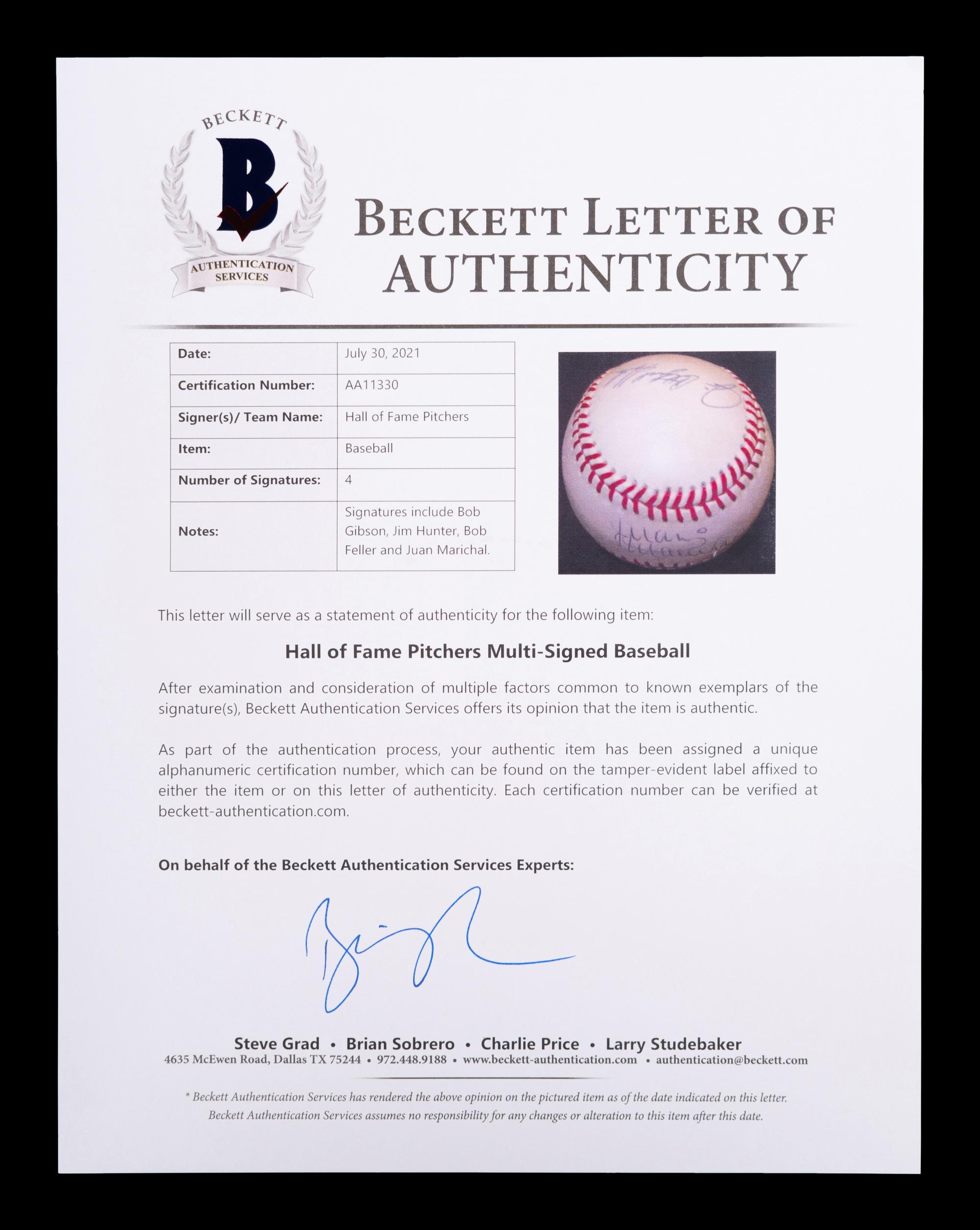 A Hall of Fame No Hitter Pitchers Multi Signed Autograph Baseball (Beckett Authentication Services BAS Certified),