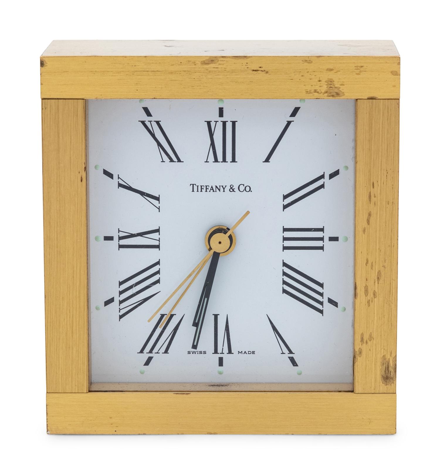 A Tiffany & Co. Brass Desk Clock