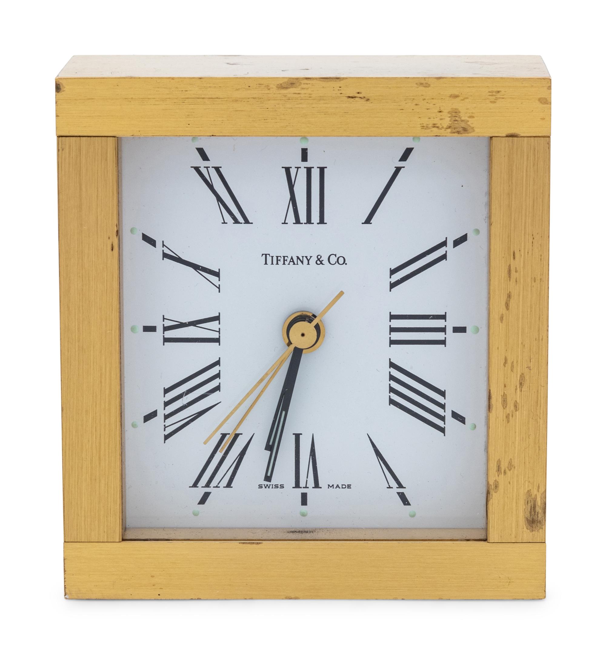 A Tiffany & Co. Brass Desk Clock