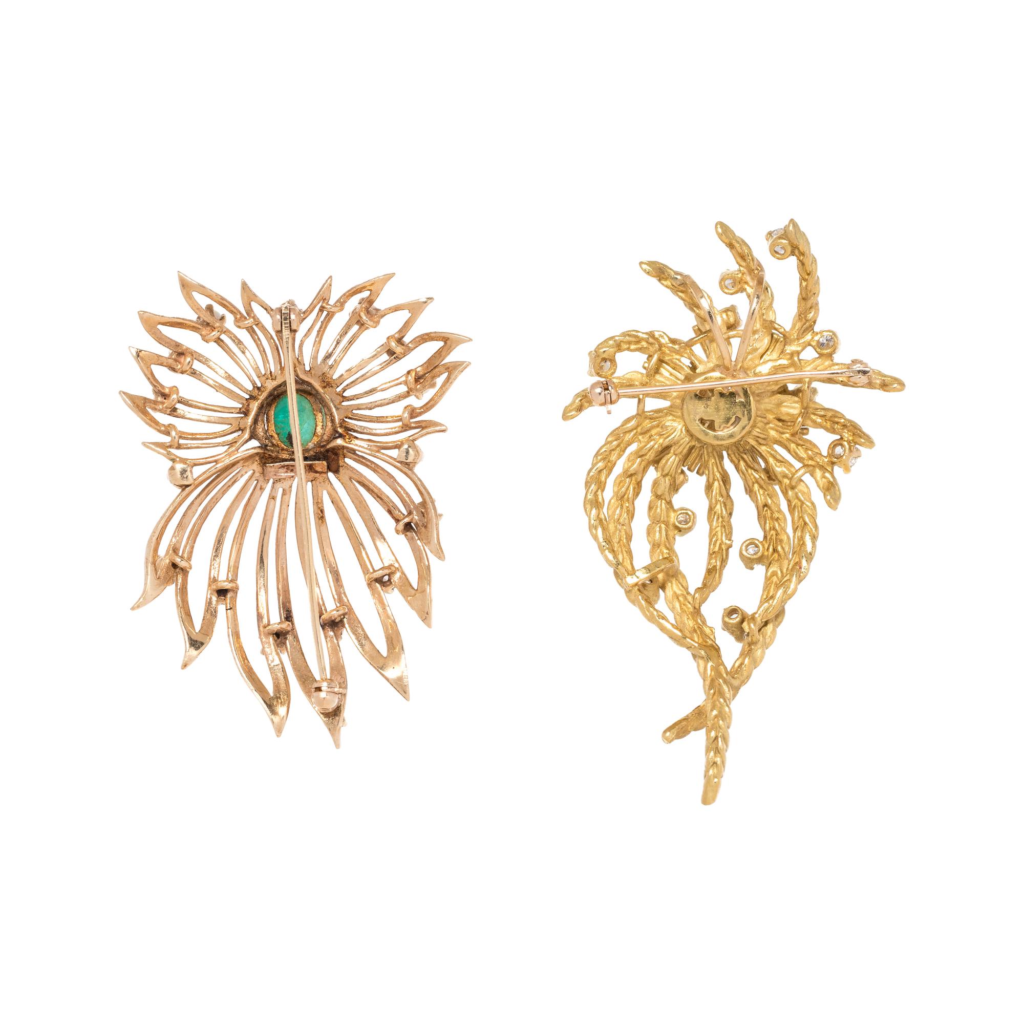 COLLECTION OF YELLOW GOLD BROOCHES