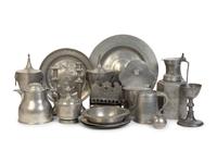 A Collection of Nineteen Pewter Table Articles