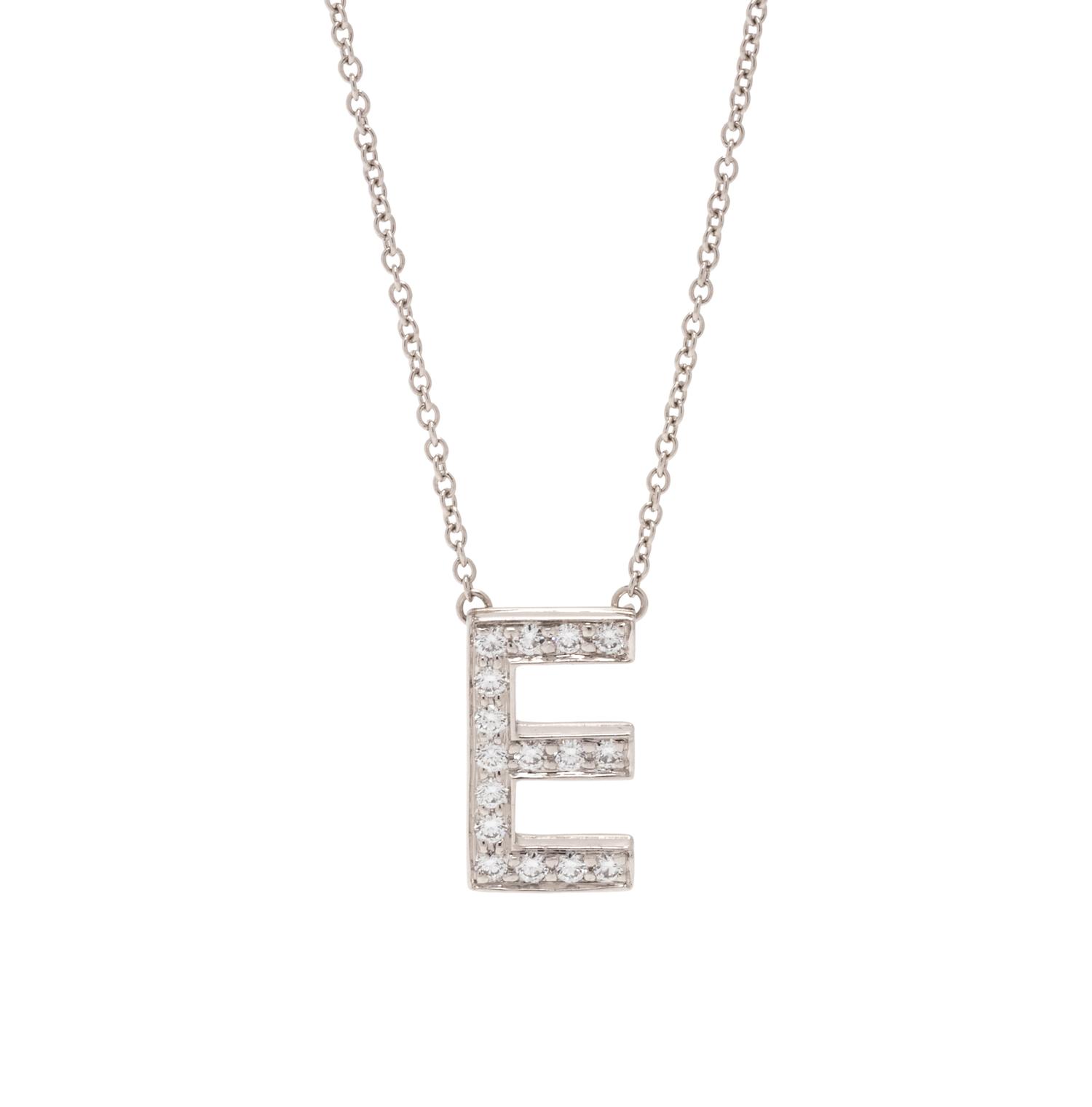 TIFFANY & CO., DIAMOND 'E' PENDANT/NECKLACE