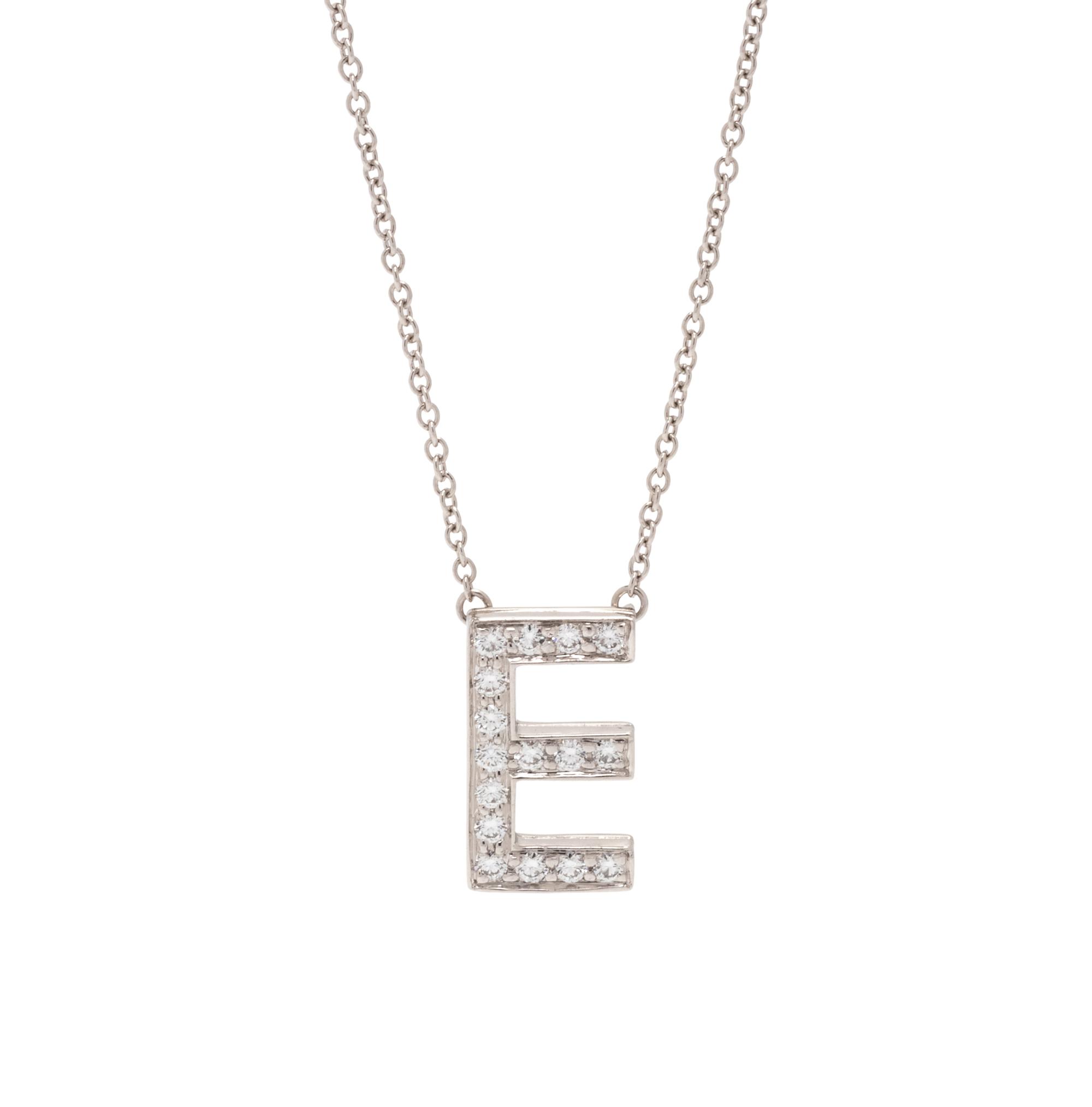 TIFFANY & CO., DIAMOND 'E' PENDANT/NECKLACE