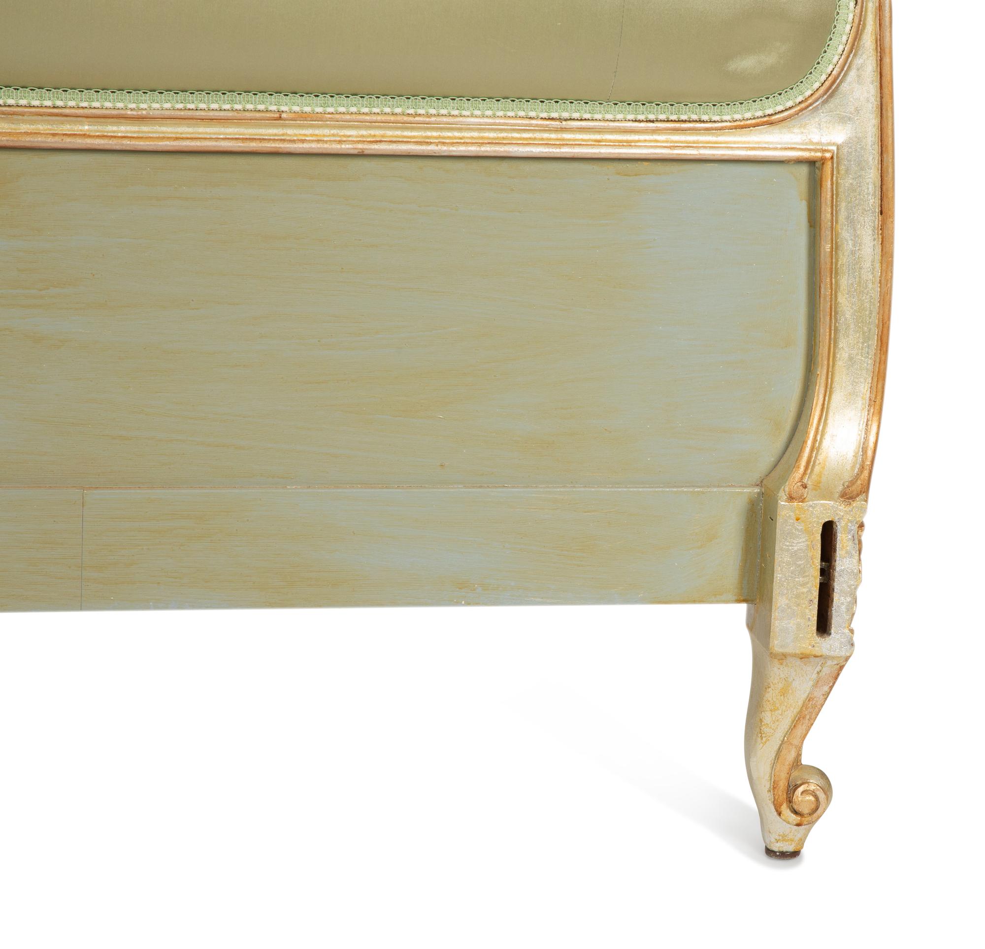 A Louis XV Style Painted and Parcel Gilt Queen Size Bed