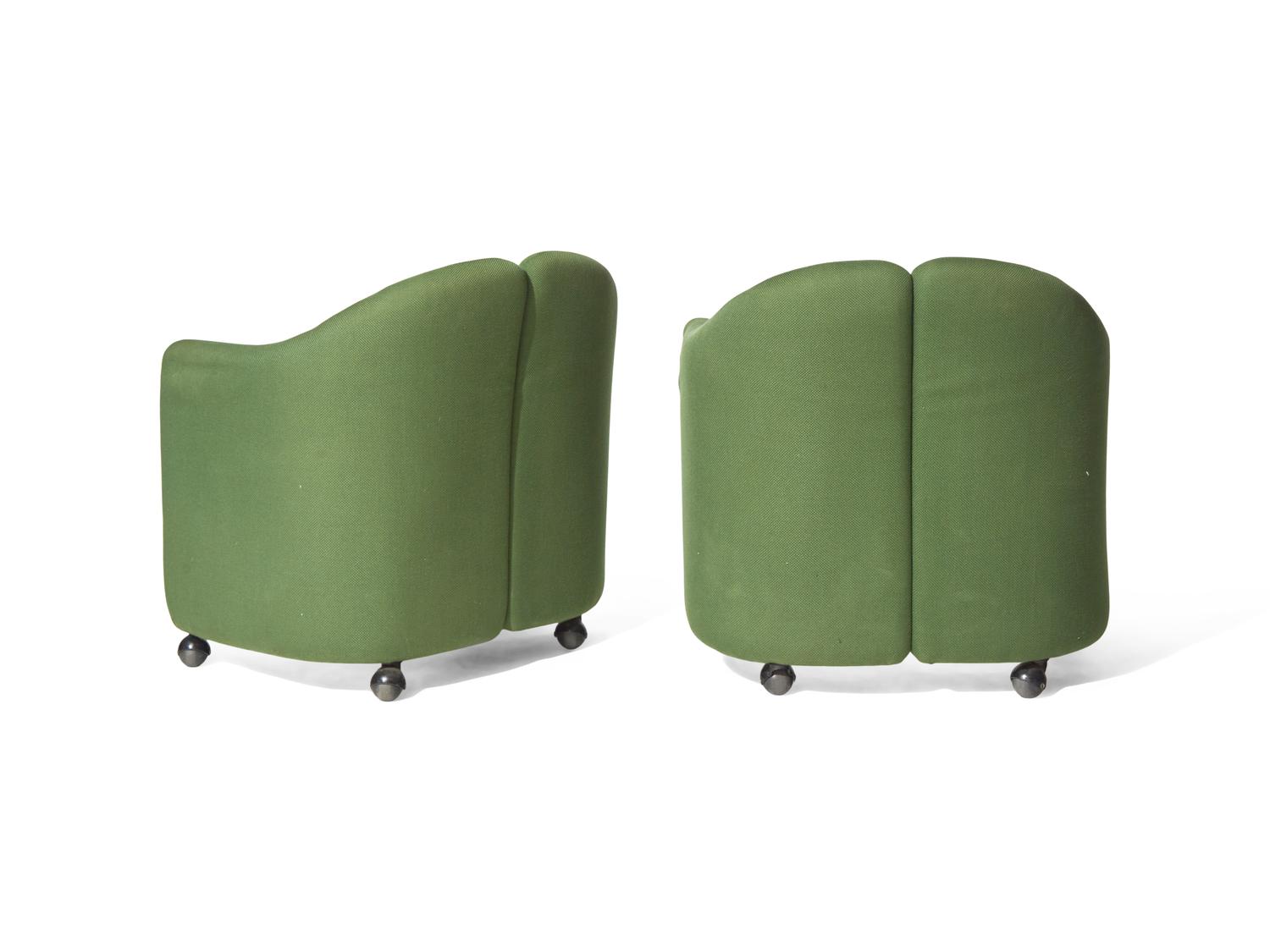 Pair of Italian split-back lounge chairs for Tecno, c. 1960