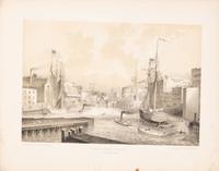 [Chicago Fire]. A group of 10 prints and 2 paintings, showing views of Chicago before and after the Great Fire, including: