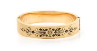 A Yellow Gold and Enamel Bangle Bracelet, 12.50 dwts.